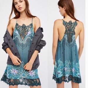 Intimately Free People Who’s Sorry Now Slip Dress. teal size M